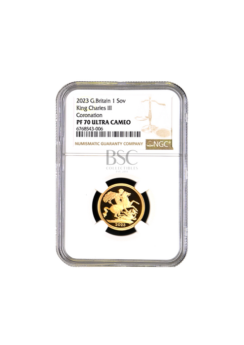 The Coronation of King Charles III 2023 Gold Proof Sovereign Coin NGC Graded PF70