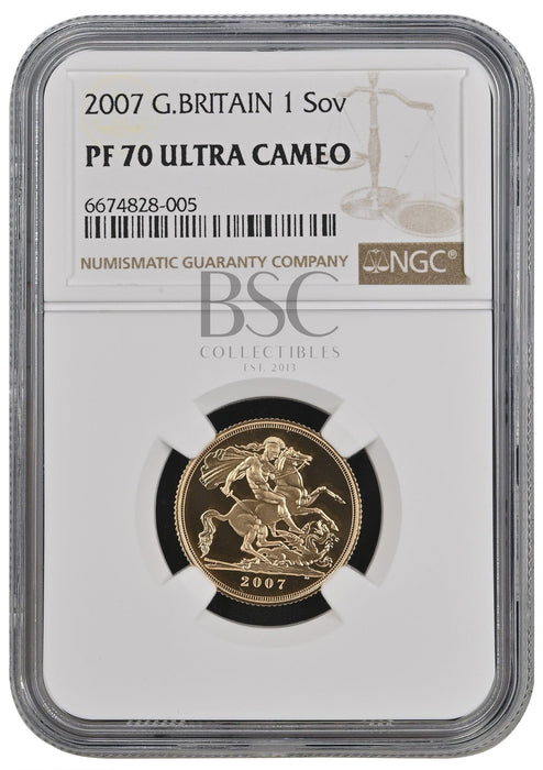 Elizabeth II, 2007 Gold Proof Sovereign NGC PF70 Ultra Cameo