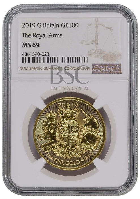 Elizabeth II, 2019 Gold One Hundred Pounds NGC MS69