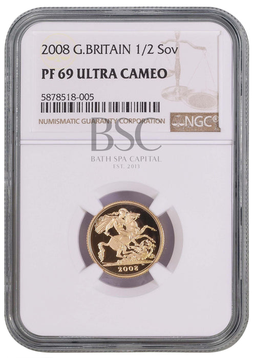 Elizabeth II, 2008 Gold Proof Half Sovereign NGC PF69 Ultra Cameo
