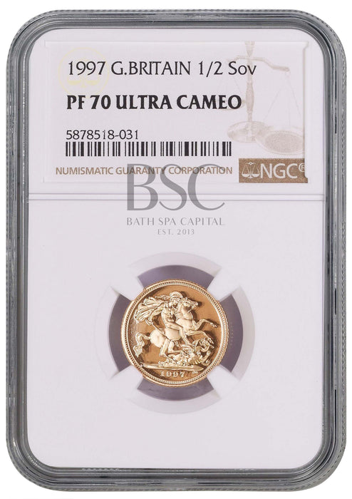 Elizabeth II, 1997 Gold Proof Half Sovereign NGC PF70 Ultra Cameo