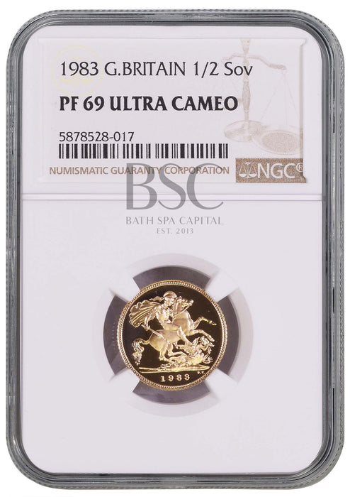 Elizabeth II, 1983 Gold Proof Half Sovereign NGC PF69 Ultra Cameo