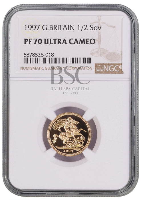 Elizabeth II, 1997 Gold Proof Half Sovereign NGC PF70 Ultra Cameo