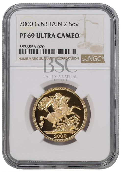 Elizabeth II, 2000 Gold Proof Double Sovereign/Two Pounds NGC PF69 Ultra Cameo