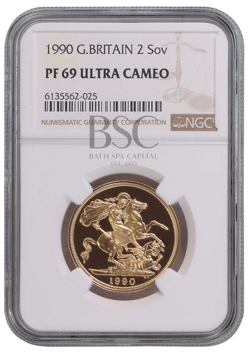 Elizabeth II, 1990 Gold Proof Double Sovereign/Two Pounds NGC PF69 Ultra Cameo