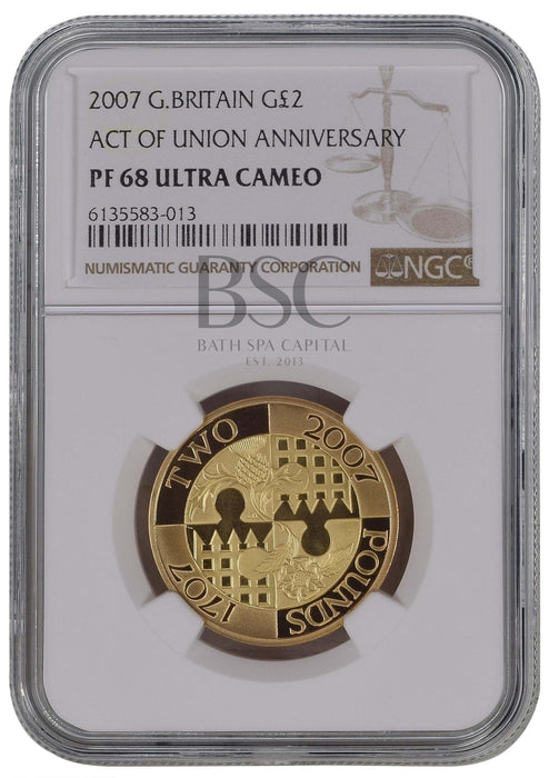 Elizabeth II, 2007 Gold Proof "Act of Union" Two Pounds NGC PF68 Ultra Cameo