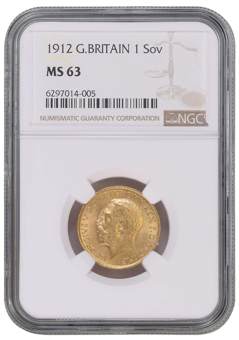 George V, 1912 Gold Sovereign NGC MS63
