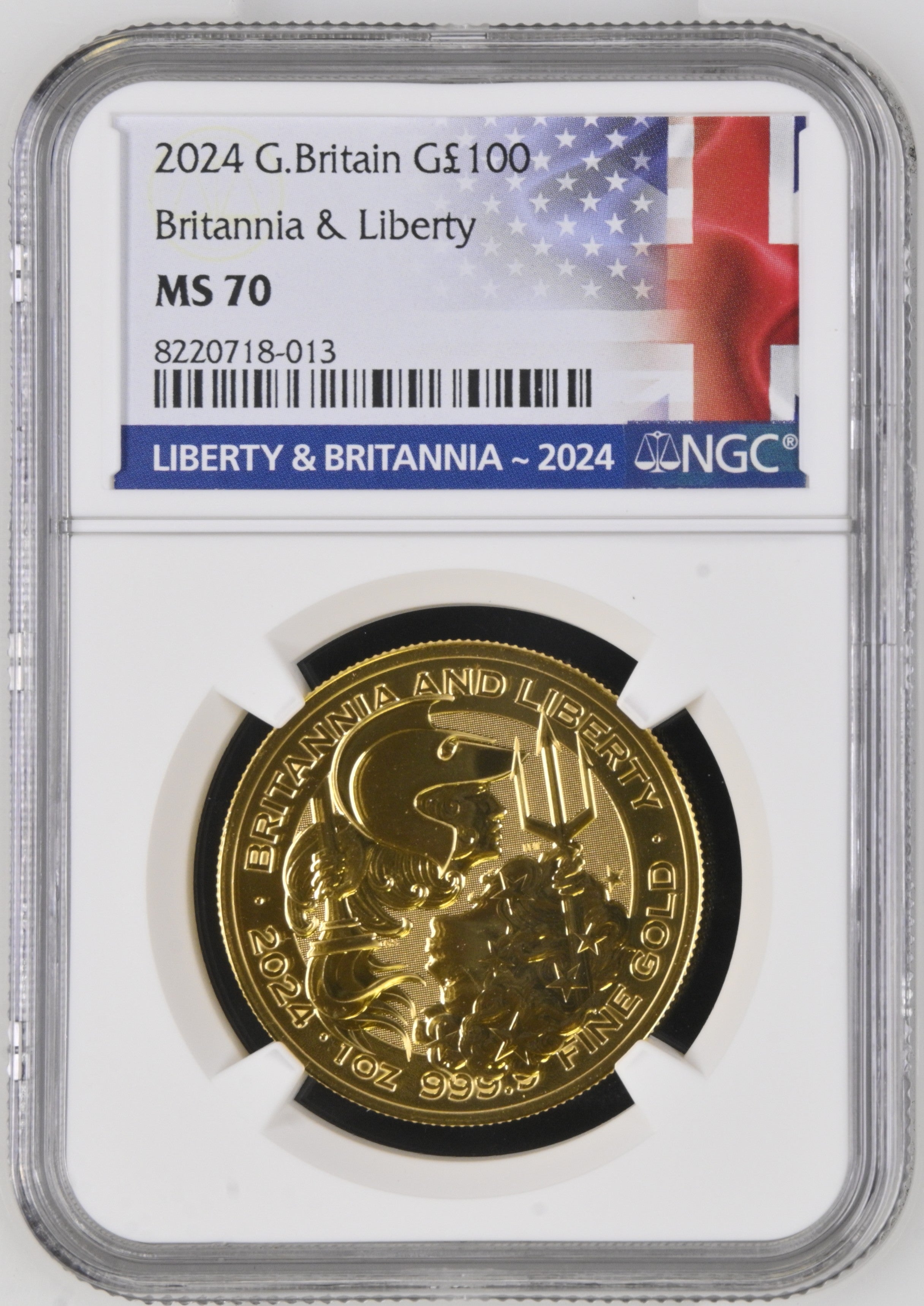 2024 Britannia & Liberty, 1oz gold coin in a NGC MS70 holder