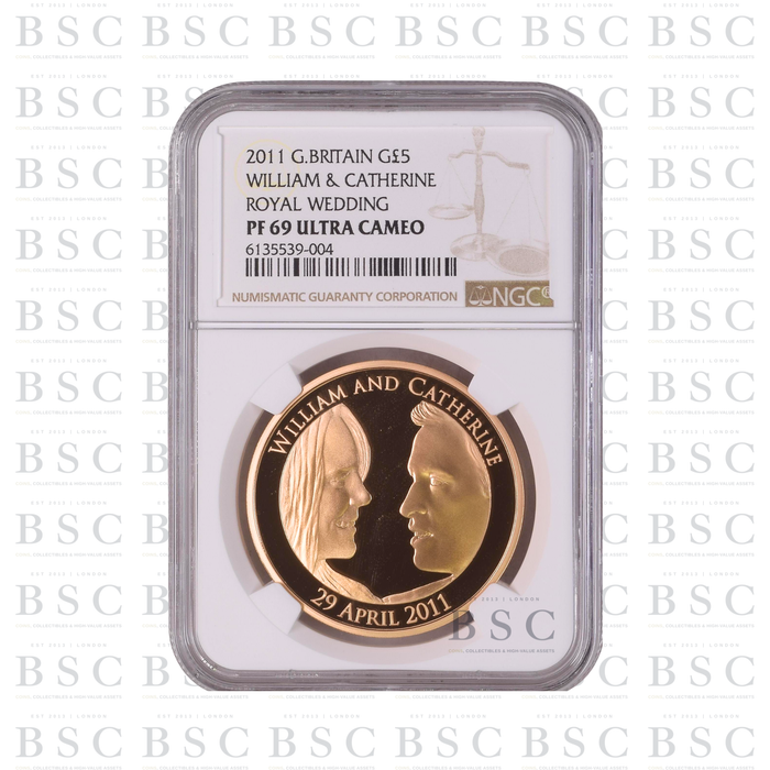 2011 GB £5 Quintuple Sovereign William & Catherine Royal Wedding Gold Proof Coin PF69 NGC