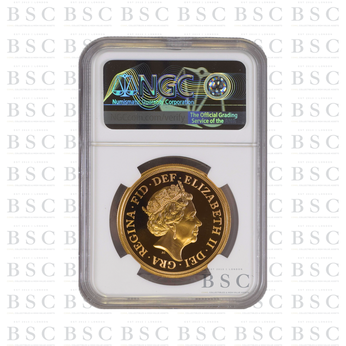 2018 GB £5 Quintuple Sovereign Sapphire Anniversary Gold Proof Coin PF69 NGC