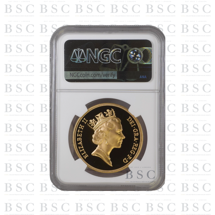 1993 £5 St George Quintuple Sovereign Proof Gold Coin NGC PF69 Ultra Cameo