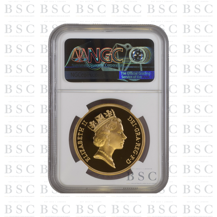 1993 £5 St George Quintuple Sovereign Proof Gold Coin NGC PF69 Ultra Cameo