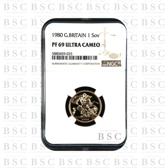 1980 Full Sovereign Proof Gold Coin - NGC PF69 Ultra Cameo