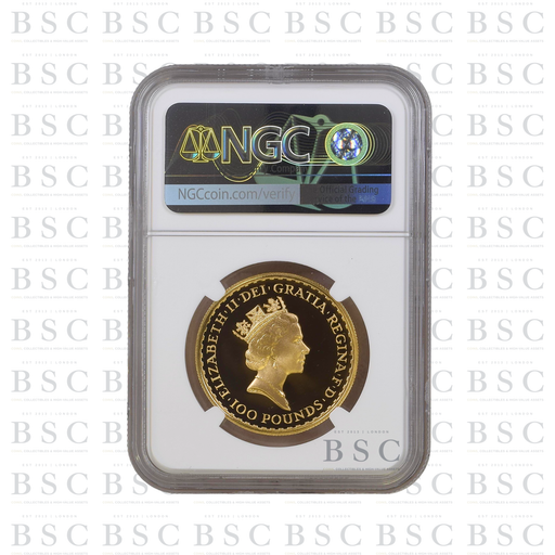 1989 £100 G. Britain Britannia Proof Gold Coin PF69 Ultra Cameo NGC - back