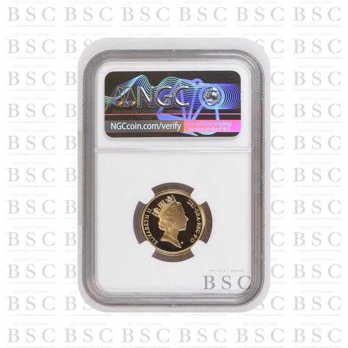 1990 Full Sovereign Elizabeth II Proof Gold Coin - NGC PF69 Ultra Cameo