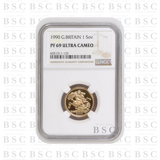 1990 Full Sovereign Elizabeth II Proof Gold Coin - NGC PF69 Ultra Cameo