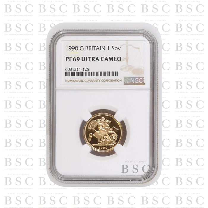 1990 Full Sovereign Elizabeth II Proof Gold Coin - NGC PF69 Ultra Cameo