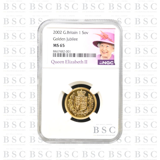 2002 Full Sovereign Golden Jubilee - Gold Coin - NGC MS65