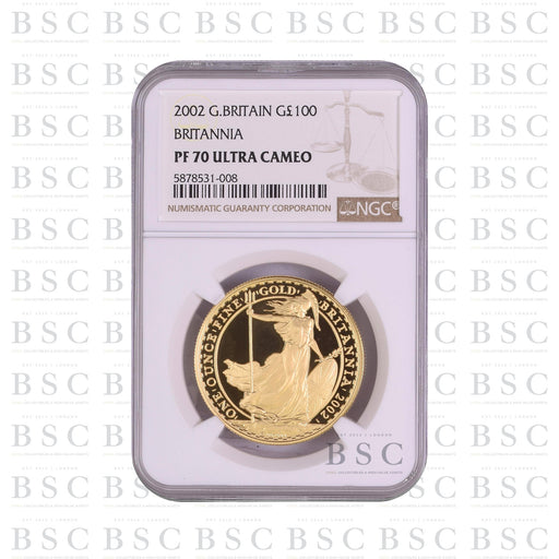 2002 GB £100 1oz Britannia Proof Gold Coin - NGC PF70 Ultra Cameo