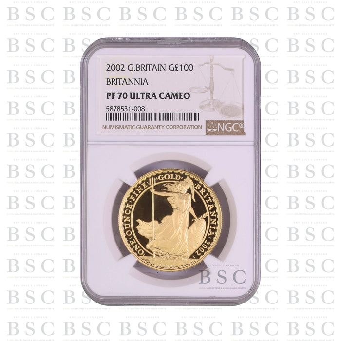 2002 GB £100 1oz Britannia Proof Gold Coin - NGC PF70 Ultra Cameo