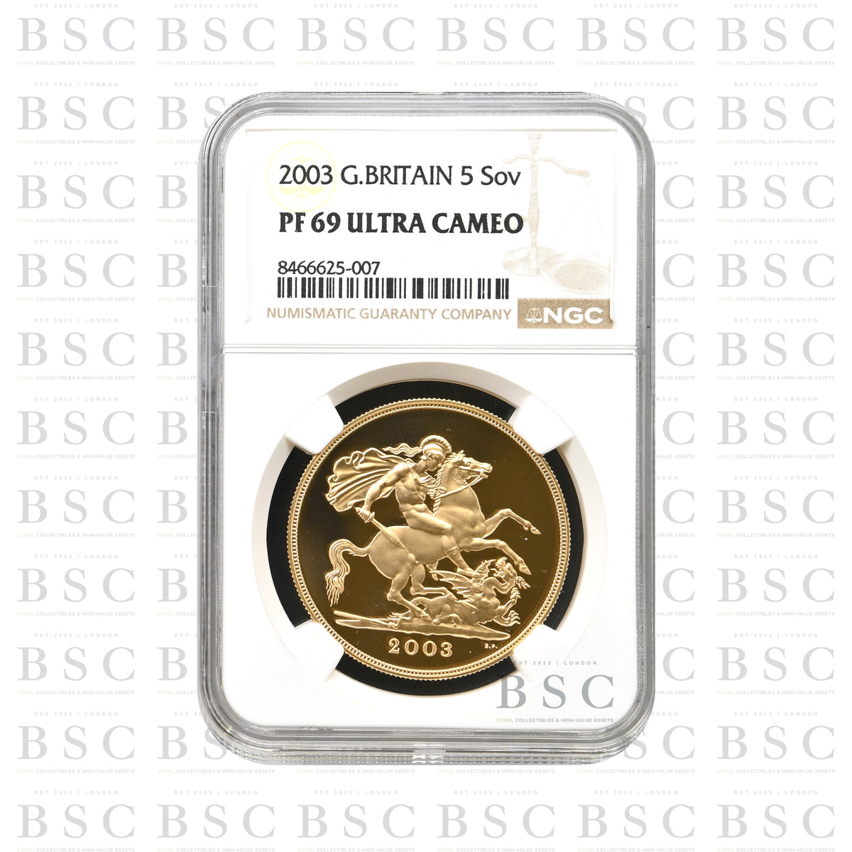 2003 Quintuple Sovereign Fourth Portrait Proof Gold Coin - NGC PF69 Ultra Cameo