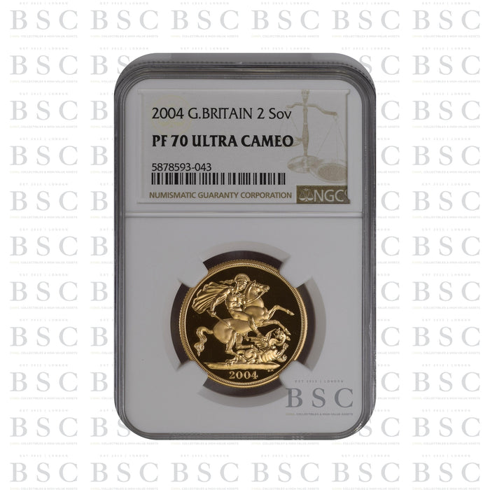 2004 £2 Double Sovereign St George Proof Gold Coin - NGC PF70 Ultra Cameo