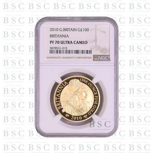 2010 GB £100 1oz Britannia Proof Gold Coin - NGC PF70 Ultra Cameo