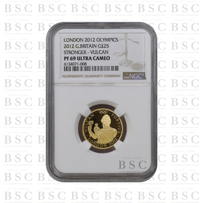 2012 1/4oz £25 Great Britain London Olympics - Stronger - Vulcan Proof Gold Coin - NGC PF69 Ultra Cameo