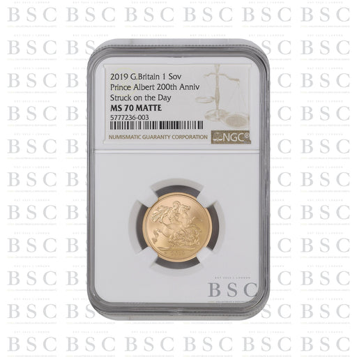 2019 Full Sovereign Albert Celebration Sovereign Struck on (26 Aug 19) - Gold Coin - NGC MS70 Matte
