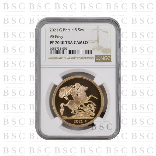 2021 Quintuple Sovereign Fifth Portrait 95 Privy Proof Gold Coin - NGC PF70 Ultra Cameo