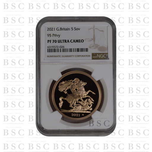 2021 Quintuple Sovereign Fifth Portrait 95 Privy Proof Gold Coin - NGC PF70 Ultra Cameo