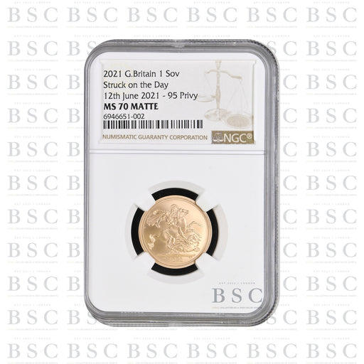 2021 Full Sovereign Queens 95th Birthday Struck on (12 Jun 21) - Gold Coin - NGC MS70 Matte