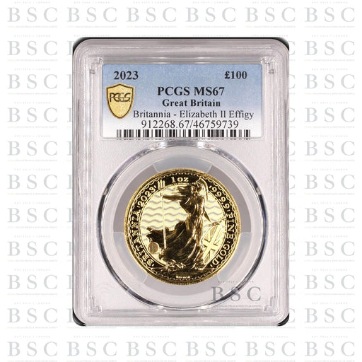 2023 1oz £100 Britannia Queen Elizabeth II Effigy Gold Coin - PCGS MS67
