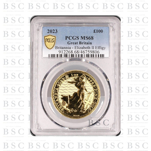 2023 1oz £100 Britannia Queen Elizabeth II Effigy Gold Coin - PCGS MS68