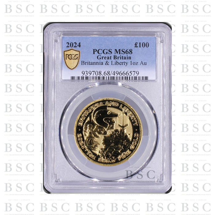 2024 1oz £100 Britannia & Liberty Gold Coin - PCGS MS68