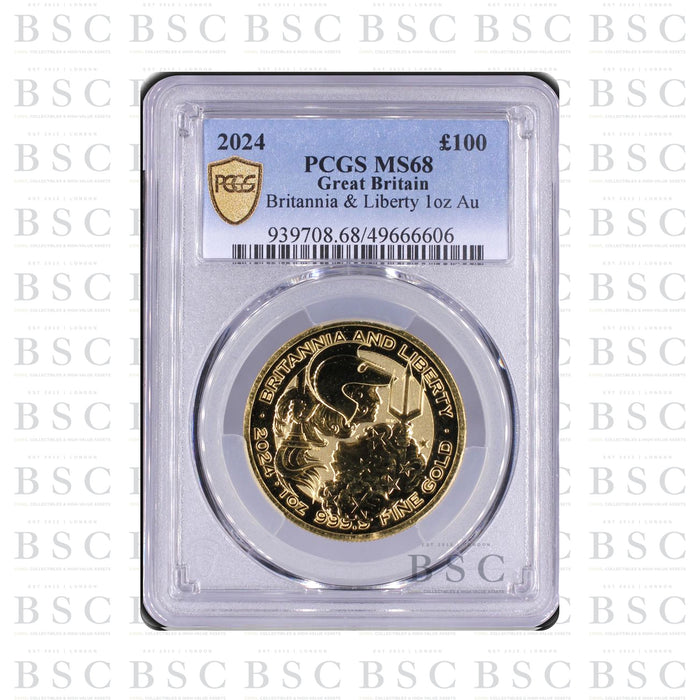 2024 1oz £100 Britannia & Liberty Gold Coin - PCGS MS68