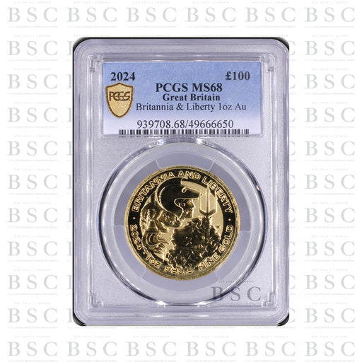 2024 1oz £100 Britannia & Liberty Gold Coin - PCGS MS68
