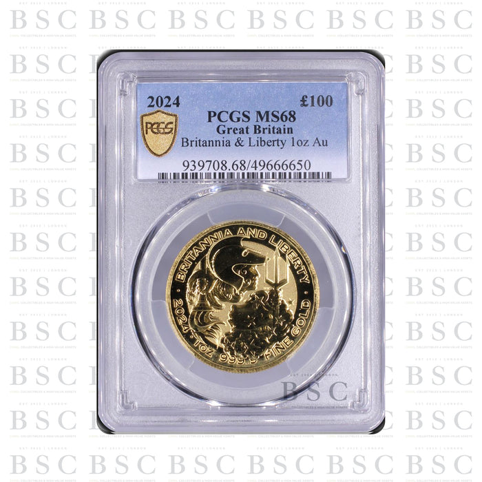 2024 1oz £100 Britannia & Liberty Gold Coin - PCGS MS68