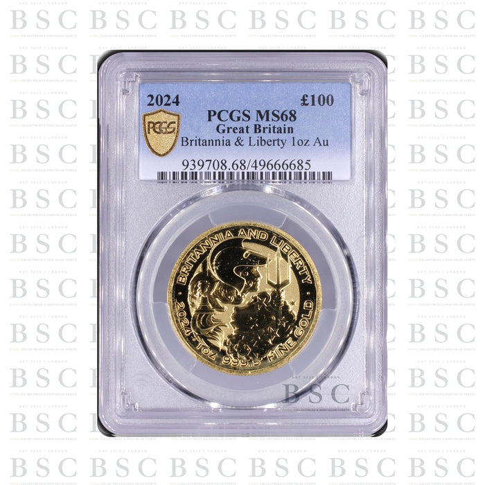 2024 1oz £100 Britannia & Liberty Gold Coin - PCGS MS68