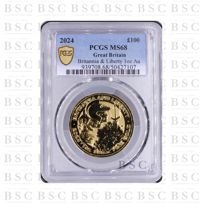 2024 1oz £100 Britannia & Liberty Gold Coin - PCGS MS68