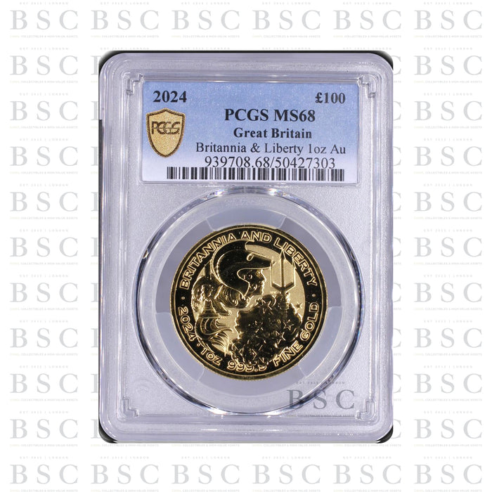 2024 1oz £100 Britannia & Liberty Gold Coin - PCGS MS68