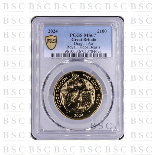 2024 1oz £100 Tudor Beasts Dragon Gold Coin - PCGS MS67