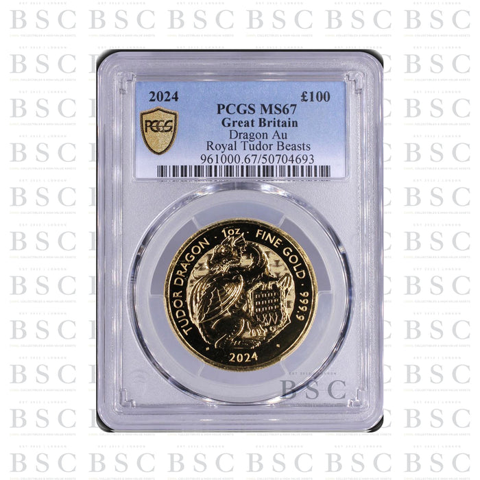 2024 1oz £100 Tudor Beasts Dragon Gold Coin - PCGS MS67
