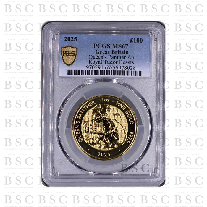 2025 1oz £100 Tudor Beasts Queen's Panther Gold Coin - PCGS MS67