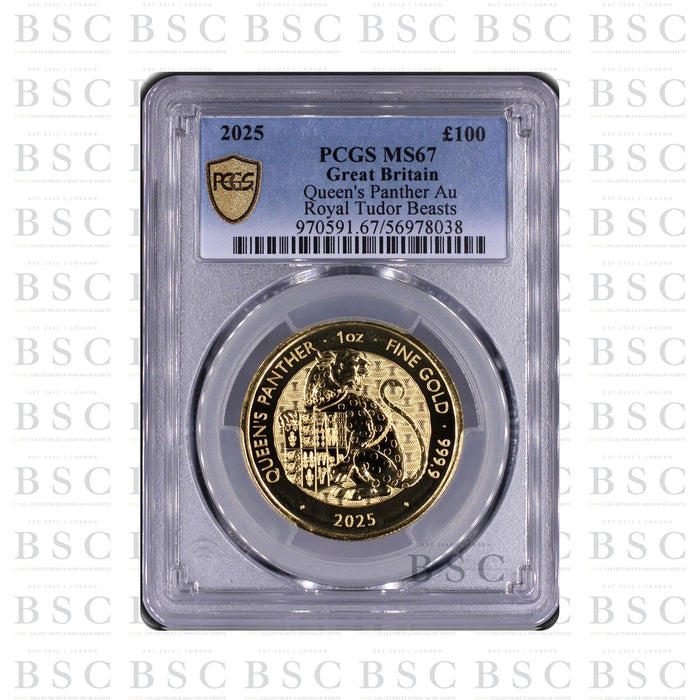 2025 1oz £100 Tudor Beasts Queen's Panther Gold Coin - PCGS MS67