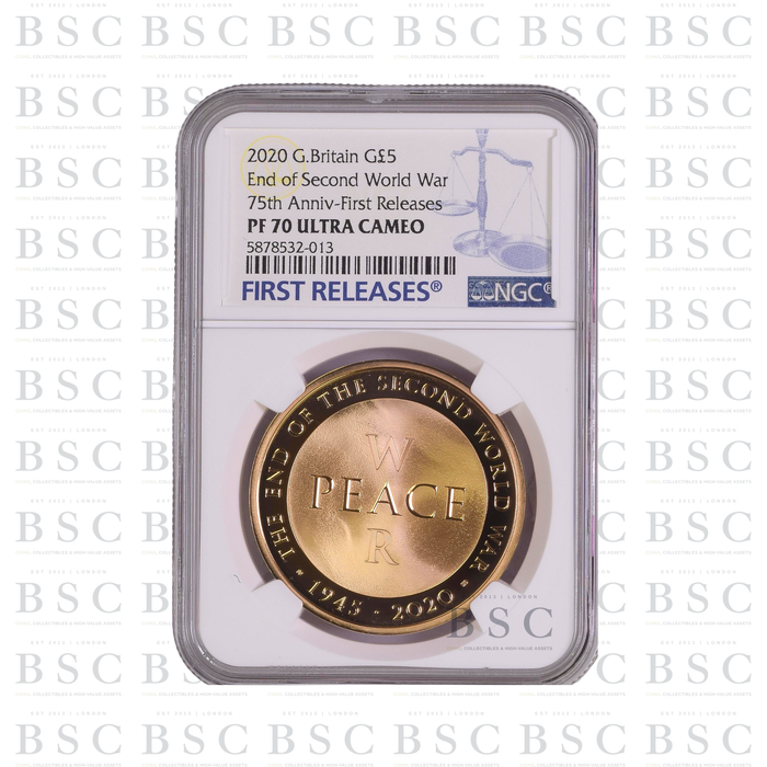2020 GB £5 End of World War II Proof Gold Coin PF70 NGC