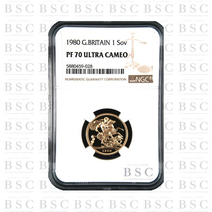 1980 Full Sovereign St George Proof Gold Coin PF70 NGC