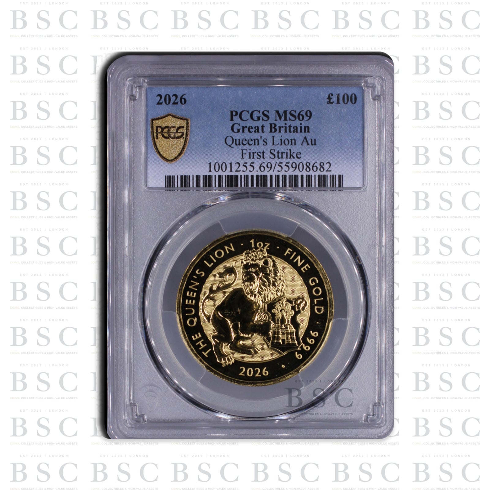 2026 1oz £100 Royal Tudor Beasts Queen's Lion Gold Coin MS69 First Strike PCGS