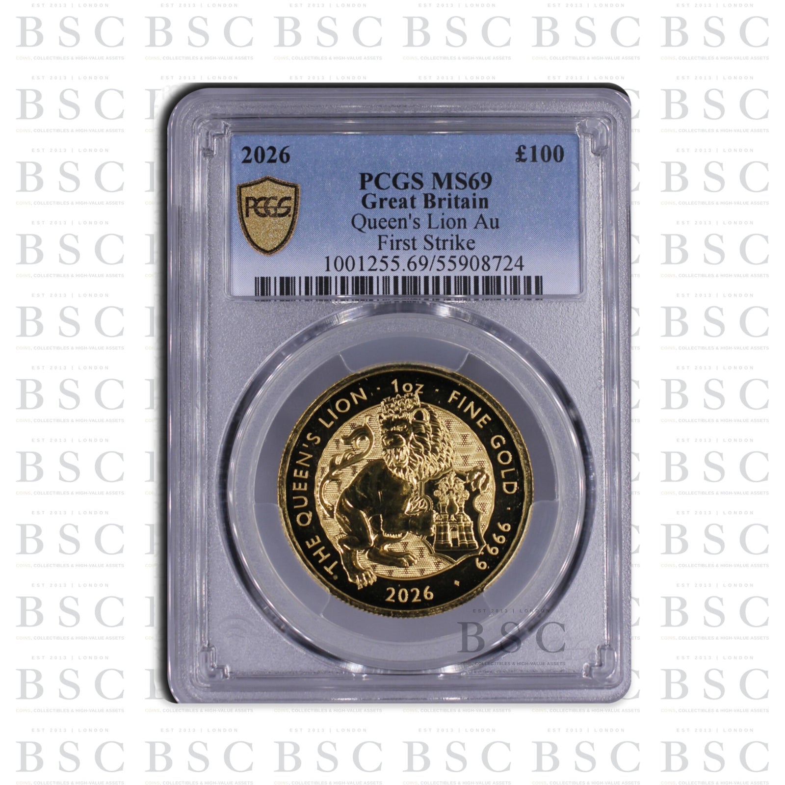 2026 1oz £100 Royal Tudor Beasts Queen's Lion Gold Coin MS69 First Strike PCGS