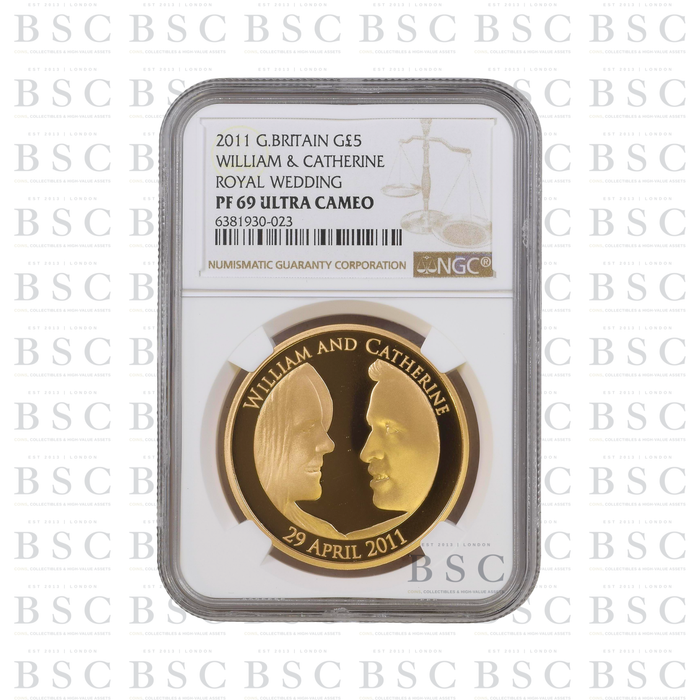 2011 £5 William & Catherine Royal Wedding Proof Gold Coin PF69 NGC